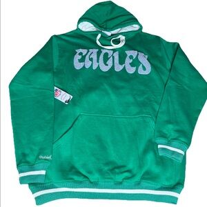 NWT Mitchell & Ness Kelly Green Philadelphia Eagles Retro Hoodie